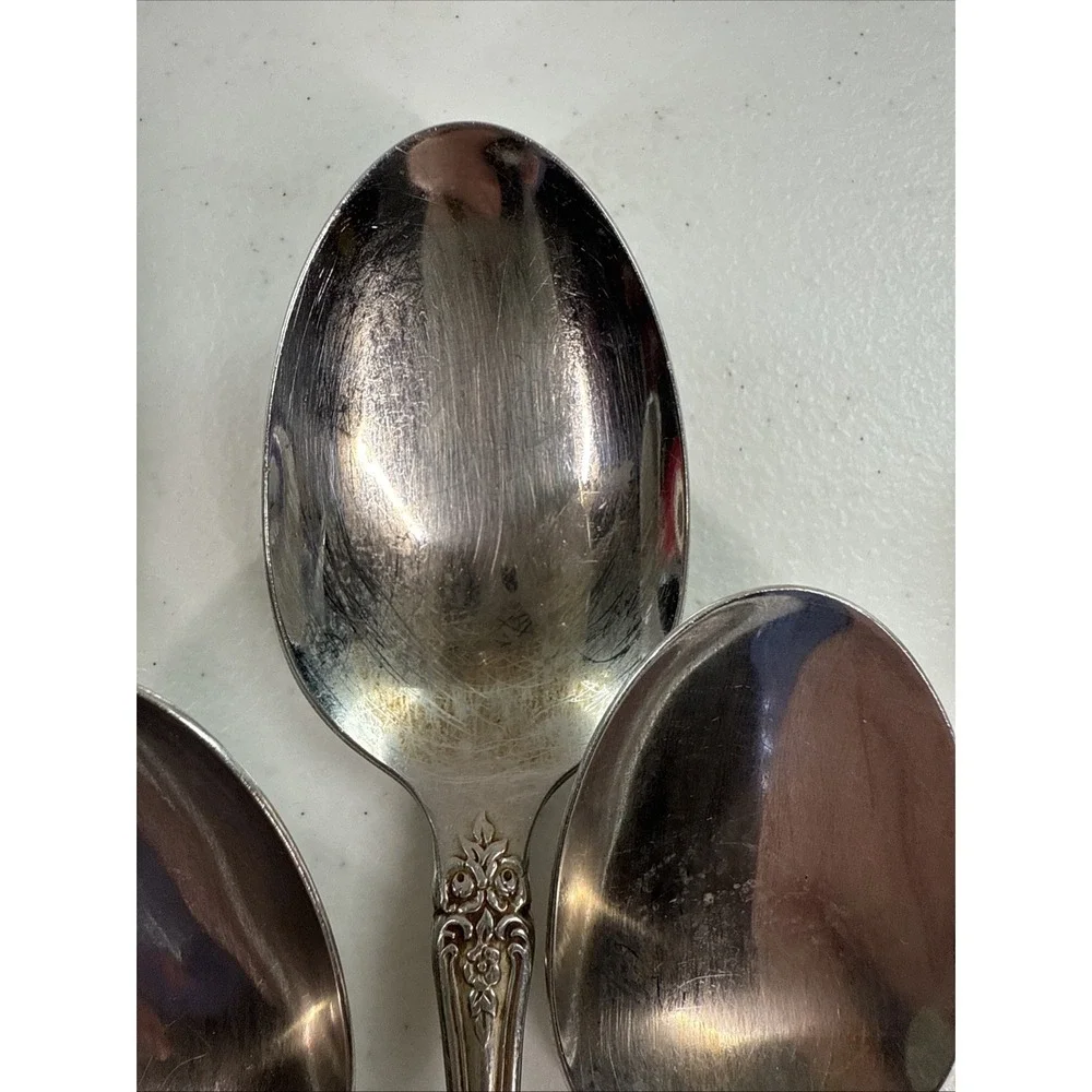 Oneida Pembrooke Renoir Set of 4 Soup 1 Dessert Spoons Stainless Flatware‎ Heir